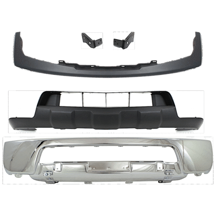 Replacement 5-Piece Kit, Bumper, Chrome, Includes (1) Bumper, (2) Bumper Bracket, (1) Bumper Trim, and (1) Valance