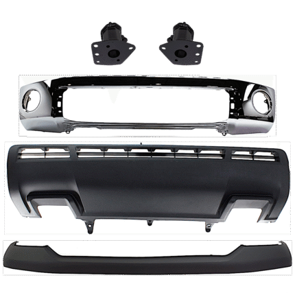 Replacement 5-Piece Kit, Bumper, Chrome, Includes (1) Bumper, (2) Bumper Bracket, (1) Bumper Cover, and (1) Valance