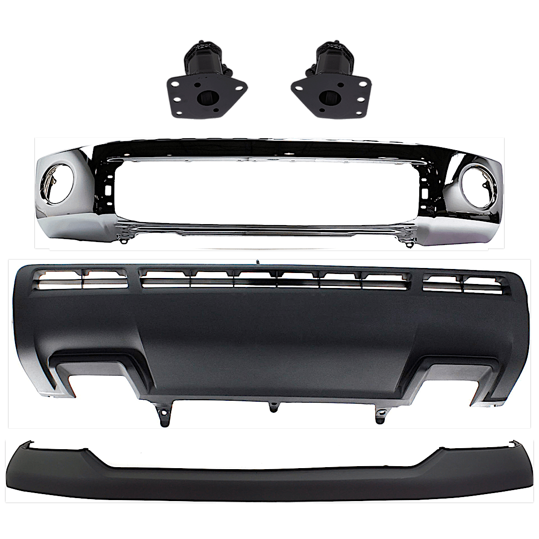 kit-072924-c1696_1.png Replacement 5-Piece Kit, Bumper, Chrome, Includes (1) Bumper, (2) Bumper Bracket, (1) Bumper Cover, and (1) Valance - Image 1