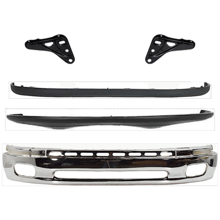 Replacement 5-Piece Kit, Front, Lower Bumper, Chrome, Includes (1) Bumper, (2) Bumper Bracket, (1) Bumper Cover, and (1) Valance