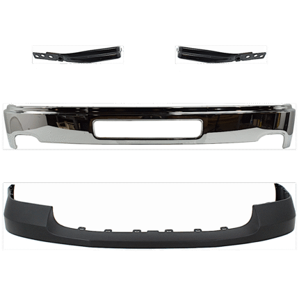 Replacement 4-Piece Kit, Bumper, Chrome, Includes (1) Bumper, (2) Bumper Bracket, and (1) Bumper Cover