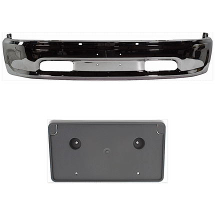 Replacement 2-Piece Kit, Front, Lower Bumper, Chrome, Includes (1) Bumper and (1) License Plate Bracket