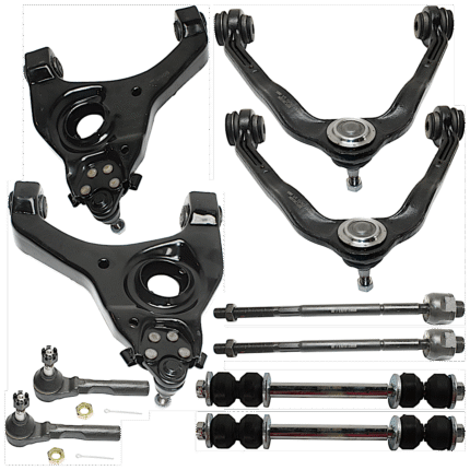 TrueDrive 10-Piece Kit Control Arm Includes (4) Control Arm, (2) Sway Bar Link, and (4) Tie Rod End