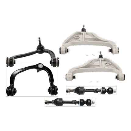 TrueDrive 6-Piece Kit Front, Driver and Passenger Side, Upper and Lower Control Arms, Includes (4) Control Arm, and (2) Sway Bar Link