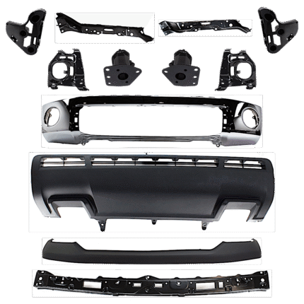 Replacement 12-Piece Kit, Front Bumper, Chrome, Includes (1) Bumper, (6) Bumper Bracket, (1) Bumper Cover, (3) Bumper Retainer, and (1) Valance