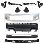 Replacement 10-Piece Kit, Front Bumper, Chrome, Includes (1) Bumper, (4) Bumper Bracket, (1) Bumper Cover, (3) Bumper Retainer, and (1) Valance