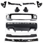 Replacement 10-Piece Kit, Front Bumper, Chrome, Includes (1) Bumper, (4) Bumper Bracket, (1) Bumper Cover, (3) Bumper Retainer, and (1) Valance