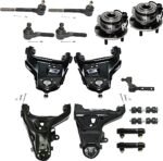 TrueDrive 15-Piece Kit Front, Driver and Passenger Side, Upper and Lower Control Arms with Idler Arm, Sway Bar Links, Tie Rod Adjusting Sleeves, Tie Rod Ends, and Wheel Hubs