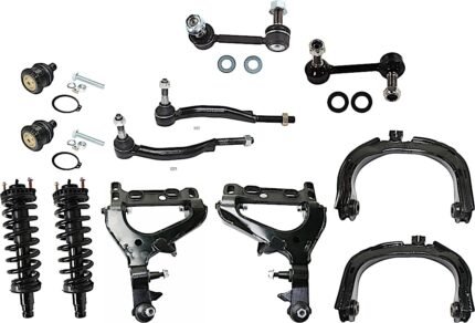 TrueDrive 12-Piece Kit Front, Driver and Passenger Side, Upper and Lower Control Arms, Includes (2) Ball Joint, (4) Control Arm, (2) Loaded Strut, (2) Sway Bar Link, and (2) Tie Rod End