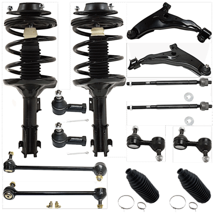 TrueDrive 14-Piece Kit Fully Loaded Struts Includes Control Arms, Steering Rack Boots, Sway Bar Links, and Tie Rod Ends, Hatchback