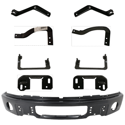 Replacement 9-Piece Kit, Front Bumper, Powdercoated Black, Includes (1) Bumper and (8) Bumper Bracket