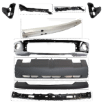 Replacement 9-Piece Kit, Front Bumper, Chrome, Includes (1) Bumper, (2) Bumper Bracket, (1) Bumper Cover, (1) Bumper Reinforcement, (3) Bumper Retainer, and (1) Valance