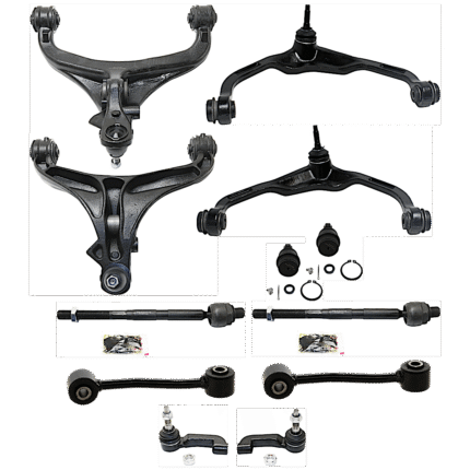 TrueDrive 12-Piece Kit Front, Driver and Passenger Side, Upper and Lower Control Arms, Includes (2) Ball Joint, (4) Control Arm, (2) Sway Bar Link, and (4) Tie Rod End