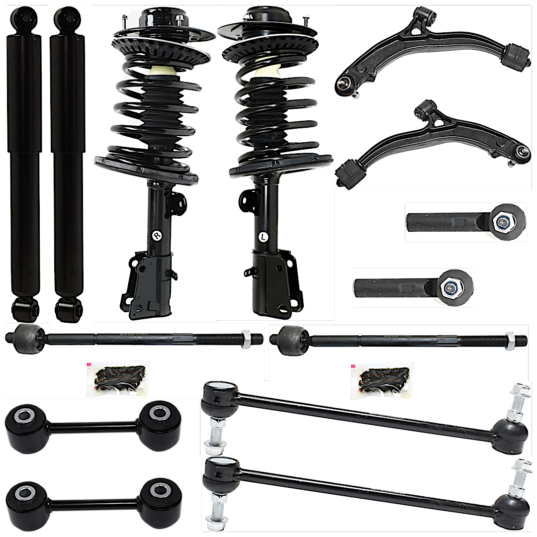 kit-072924-c888_1.png TrueDrive 14-Piece Kit Front and Rear, Driver and Passenger Side Shock and Fully Loaded Strut Includes Control Arms, Sway Bar Links, and Tie Rod Ends, FWD - Image 1