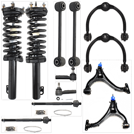 TrueDrive 12-Piece Kit Fully Loaded Struts Includes Control Arms, Sway Bar Links, and Tie Rod Ends