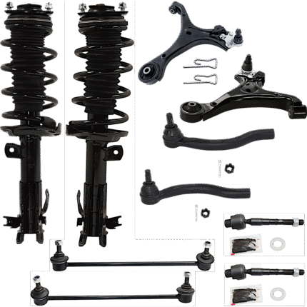 TrueDrive 10-Piece Kit Front, Driver and Passenger Side Fully Loaded Struts Includes Control Arms, Sway Bar Links, and Tie Rod Ends, Sedan