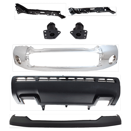 Replacement 8-Piece Kit, Bumper, Chrome, Includes (1) Bumper, (2) Bumper Bracket, (1) Bumper Cover, (3) Bumper Retainer, and (1) Valance