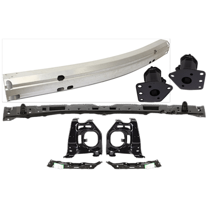 Replacement 8-Piece Kit Bumper Reinforcement, Aluminum, Includes (4) Bumper Bracket, (1) Bumper Reinforcement, and (3) Bumper Retainer