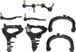 TrueDrive 8-Piece Kit Front, Driver and Passenger Side, Upper and Lower Control Arms, Includes (4) Control Arm, (2) Sway Bar Link, and (2) Tie Rod End