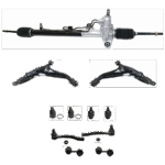 Replacement 11-Piece Kit Steering Rack, With Hydraulic, Adjustable Camber, Power,  Includes (4) Ball Joint, (2) Control Arm, (1) Steering Rack, (2) Sway Bar Link, and (2) Tie Rod End