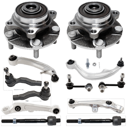 TrueDrive 12-Piece Kit, Front, Driver And Passenger Side Suspension Kit, Includes Control Arm, Sway Bar Link, Tie Rod End, And Wheel Hub