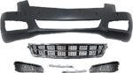 Replacement 6-Piece Kit, Front Primed Bumper Cover, Includes (1) Bumper Cover, (1) Bumper Grille, (2) Fog Light Cover, and (2) Fog Light Trim