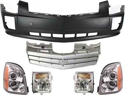 Replacement 6-Piece Kit, Driver and Passenger Side Halogen Headlight, With bulb(s), Without HID Lamps, OE Replacement, Includes (1) Bumper Cover, (1) Grille Assembly, (2) Fog Light and (2) Headlight