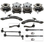 TrueDrive 12-Piece Kit Driver and Passenger Side Suspension Kit, Includes (2) Control Arm, (2) Sway Bar Link, (4) Tie Rod End, and (4) Wheel Hub