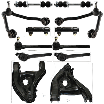 TrueDrive 12-Piece Kit Front Suspension Kit, Includes (4) Control Arm, (2) Sway Bar Link, (2) Tie Rod Adjusting Sleeve, and (4) Tie Rod End