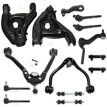 TrueDrive 14-Piece Kit Front, Driver and Passenger Side Suspension Kit, Includes (4) Control Arm, (1) Idler Arm, (1) Pitman Arm, (2) Sway Bar Link, (2) Tie Rod Adjusting Sleeve, and (4) Tie Rod End