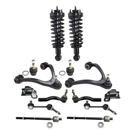 TrueDrive 14-Piece Kit Front, Driver and Passenger Side Fully Loaded Strut Includes Ball Joints, Control Arm Bushings, Control Arms, Sway Bar Links, and Tie Rod Ends, Sedan