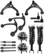 TrueDrive 14-Piece Kit Front, Driver and Passenger Side, Upper and Lower Control Arm with Shock Absorber and Strut Assembly, Sway Bar Links, Tie Rod Ends, and Wheel Hubs, 2-Wheel ABS, Four Wheel Drive