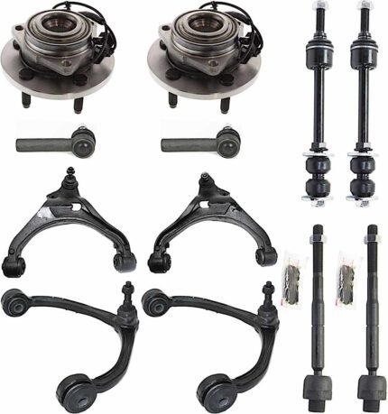 TrueDrive 12-Piece Kit Front, Driver and Passenger Side, Upper and Lower Control Arm Kit, Includes (4) Control Arm, (2) Sway Bar Link, (4) Tie Rod End, and (2) Wheel Hub