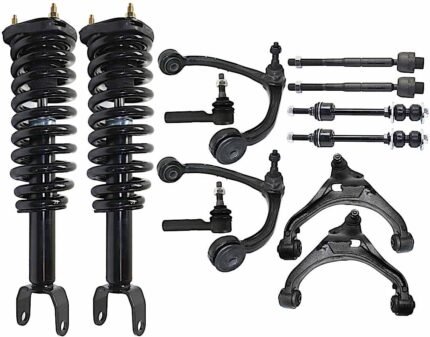 TrueDrive 12-Piece Kit Front, Driver and Passenger Side, Upper and Lower Control Arm Kit, Includes (4) Control Arm, (2) Loaded Strut, (2) Sway Bar Link, and (4) Tie Rod End
