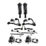TrueDrive 14-Piece Kit Front, Driver and Passenger Side, Upper Control Arms with Control Arm Bushings, Loaded Struts, Sway Bar Links, Tie Rod Ends, and Wheel Hubs, Sedan