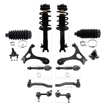 TrueDrive 14-Piece Kit Front, Driver and Passenger Side Fully Loaded Struts Includes Control Arms and Ball Joints Lower, Sway Bar Links (Front), Steering Rack Boots and Tie Rod Ends (Inner/Outer), Sedan