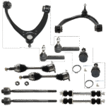 TrueDrive 12-Piece Kit Front, Driver and Passenger Side Suspension Kit, Includes (2) Axle Assembly, (2) Ball Joint, (2) Control Arm, (2) Sway Bar Link, and (4) Tie Rod End