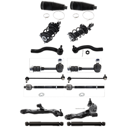 TrueDrive 16-Piece Kit Shocks and Loaded Struts with Control Arms, Steering Rack Boot, Sway Bar Links, and Tie Rod Ends