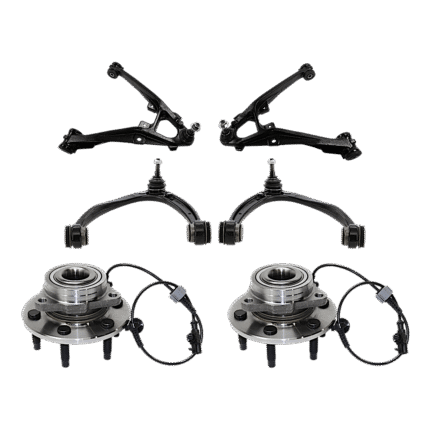 TrueDrive 6-Piece Kit Front, Driver and Passenger Side, Upper and Lower Control Arms, Includes (4) Control Arm and (2) Wheel Hub