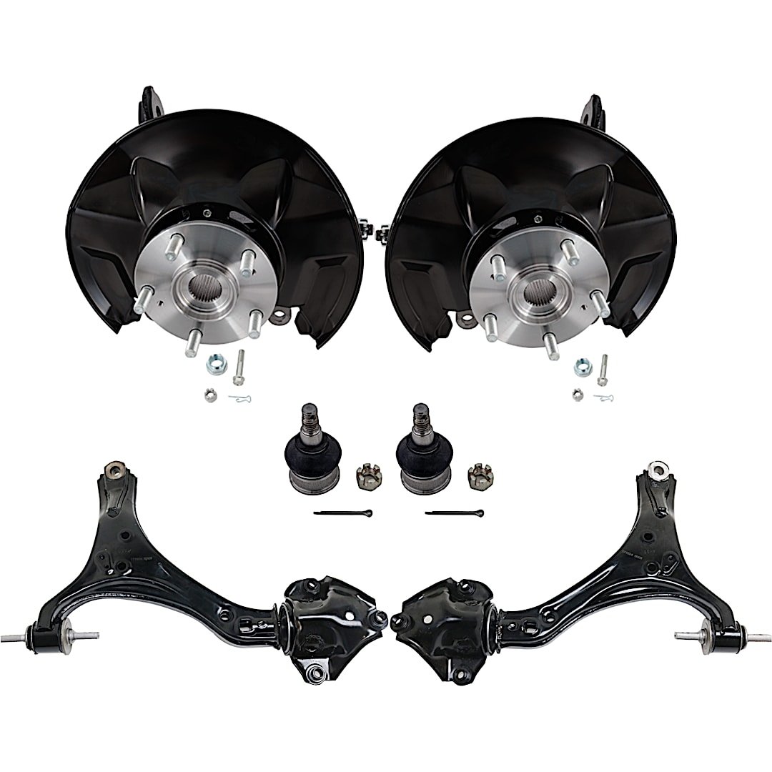 kit-081324-c497_1.jpg Replacement 6-Piece Kit Front, Driver and Passenger Side Steering Knuckle, With Bearing, With Dust Shield, Includes (2) Ball Joint, (2) Control Arm, and (2) Knuckle - Image 1