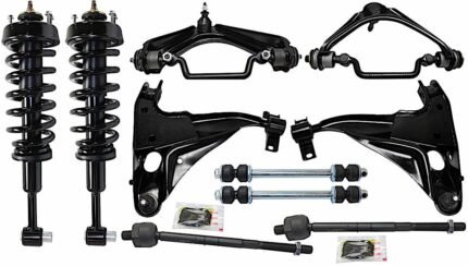 TrueDrive 10-Piece Kit Front, Driver and Passenger Side, Upper and Lower Control Arm Kit, Includes (4) Control Arm, (2) Shock Absorber and Strut Assembly, (2) Sway Bar Link, and (2) Tie Rod End