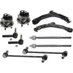 TrueDrive 10-Piece Kit Front, Driver and Passenger Side Control Arm Kit, Includes (2) Control Arm, (2) Sway Bar Link, (4) Tie Rod End, and (2) Wheel Hub