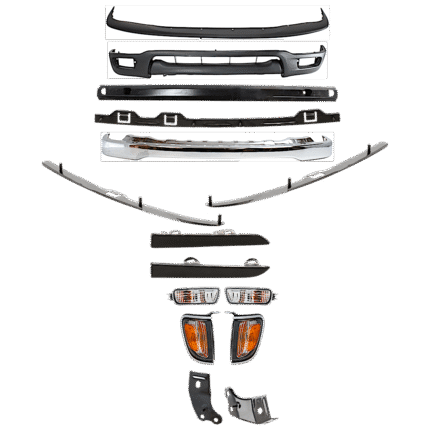 Replacement 15-pc Kit Front Bumper With (1) Bumper, (2) Bumper Bracket, (1) Bumper Filler, (1) Bumper Reinforcement, (3) Bumper Retainer, (2) Corner Light, (2) Headlight Filler, (2) Turn Signal Light, (1) Valance