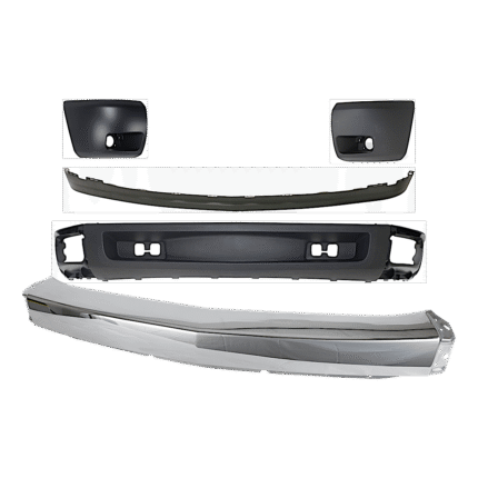 Replacement 5-Piece Kit, Front Bumper, Chrome, Includes (1) Bumper, (2) Bumper End, and (2) Valance