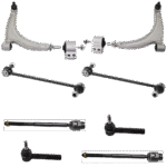 TrueDrive 8-Piece Kit Front, Driver and Passenger Side, Lower Control Arm Kit, Includes (2) Control Arm, (2) Sway Bar Link, and (4) Tie Rod End