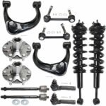 TrueDrive 12-Piece Kit Front, Driver and Passenger Side, Upper Control Arm with Loaded Struts, Sway Bar Links, Tie Rod Ends, and Wheel Hubs, 4WD