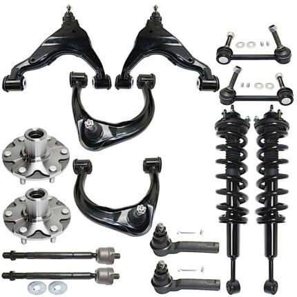 TrueDrive 14-Piece Kit Front, Driver and Passenger Side, Upper and Lower Control Arm with Loaded Struts, Sway Bar Links, Tie Rod Ends, and Wheel Hubs, Extended/Standard Cab Pickup, 4WD