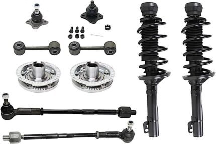 TrueDrive 10-Piece Kit Front, Driver and Passenger Side Suspension Includes Ball Joints, Loaded Struts, Sway Bar Links, Tie Rod Assemblies, and Wheel Hubs