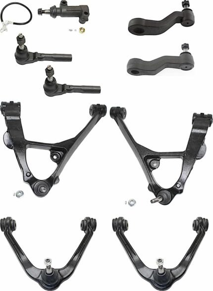 TrueDrive 9-Piece Kit Front, Driver and Passenger Side, Upper and Lower Control Arm Kit, Includes (4) Control Arm, (1) Idler Arm, (1) Idler Arm Bracket, (1) Pitman Arm, and (2) Tie Rod End