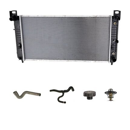 Replacement 5-Piece Kit Radiator, 4.3L Engine, Plastic Tank, with Radiator Cap, Radiator Hose, and Thermostat